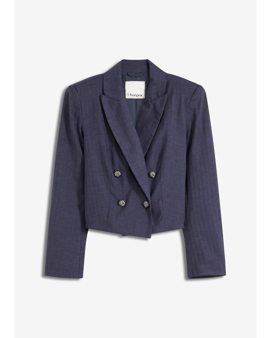 bonprix Korte Gestructureerde Blazer in het Blue