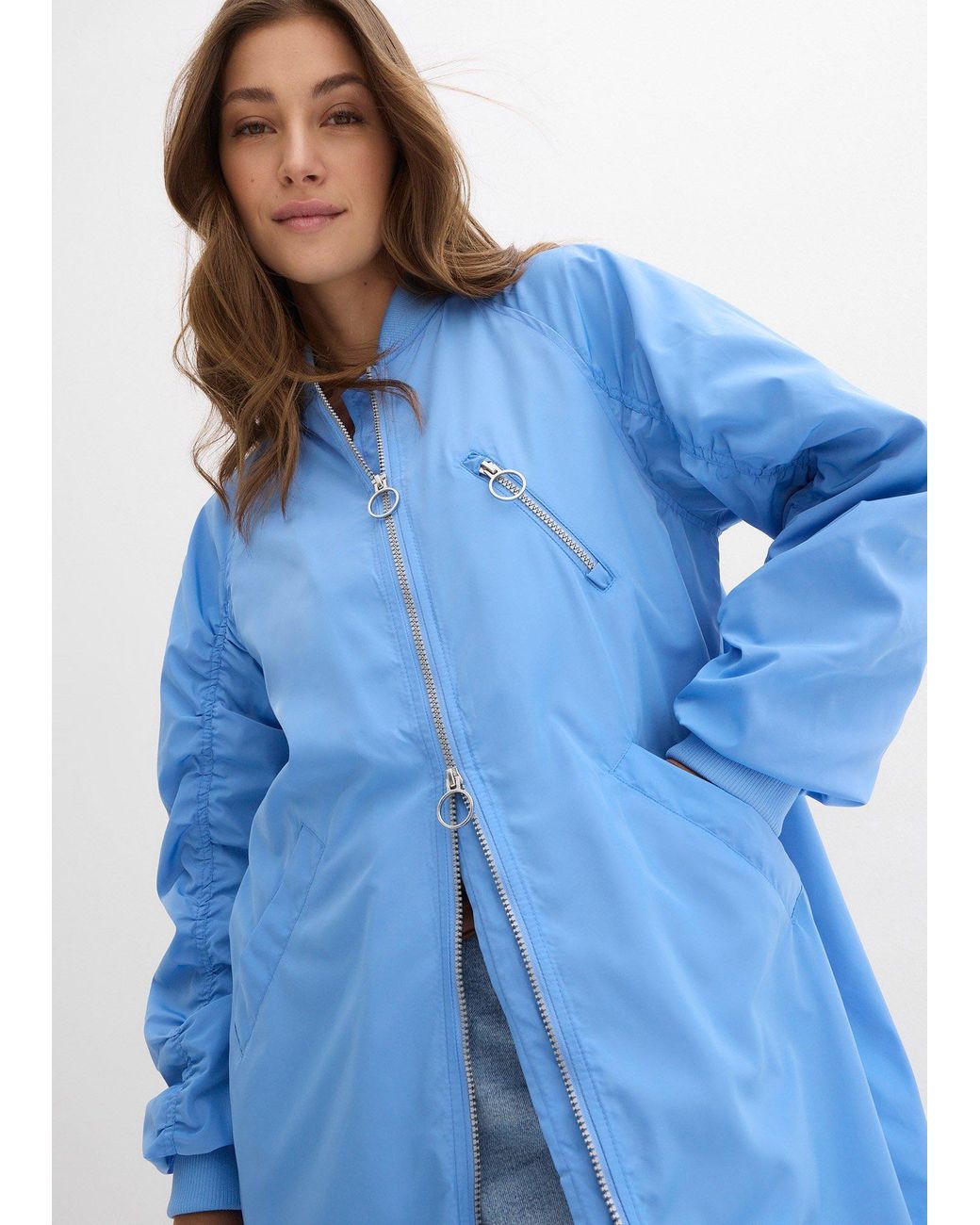 bonprix Blue Blouson-Mantel Mit Strickkragen