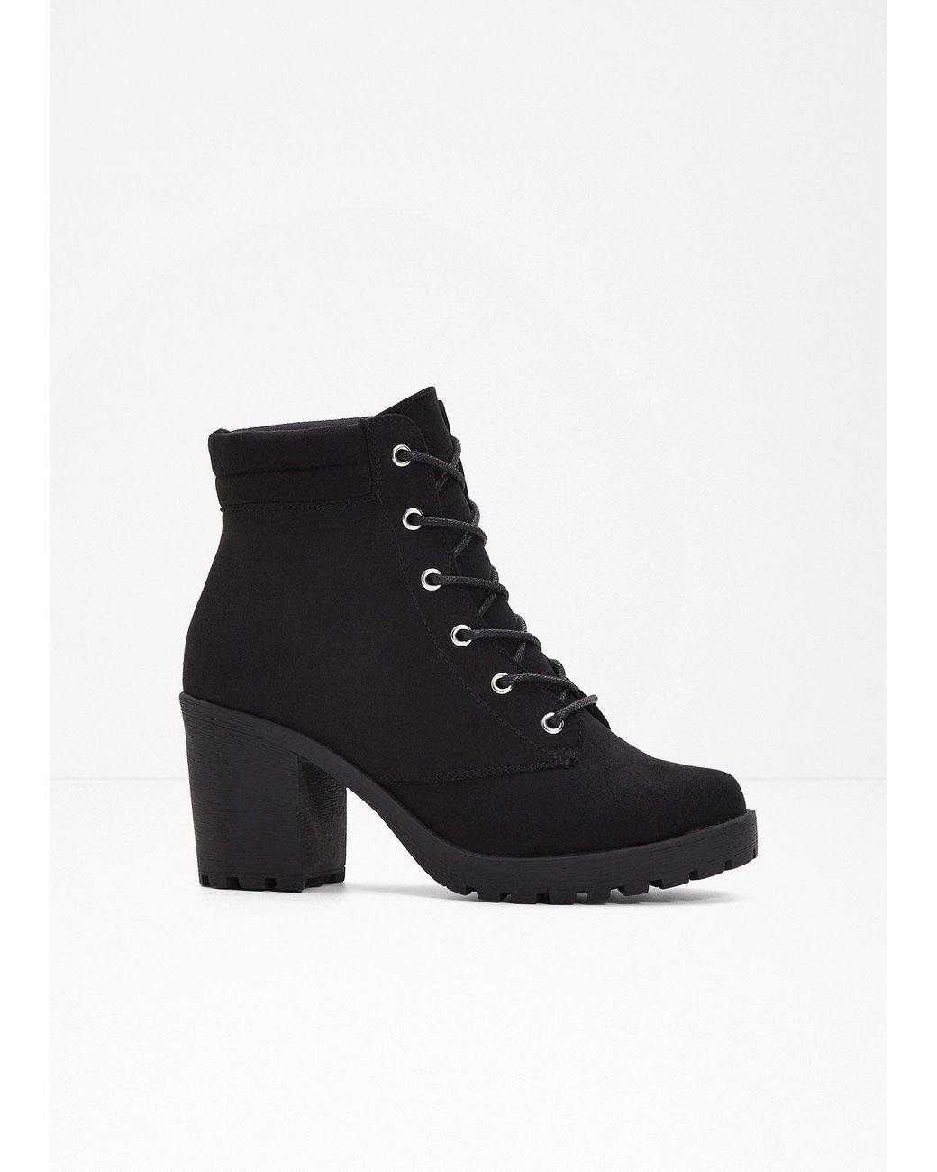 bonprix Black Schnürboots Mit Blockabsatz