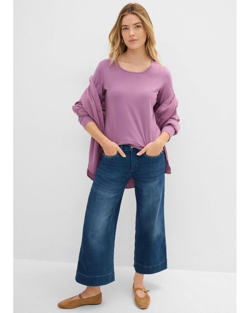 Maglia A Maniche Lunghe (Pacco Da 2) di bonprix in Purple