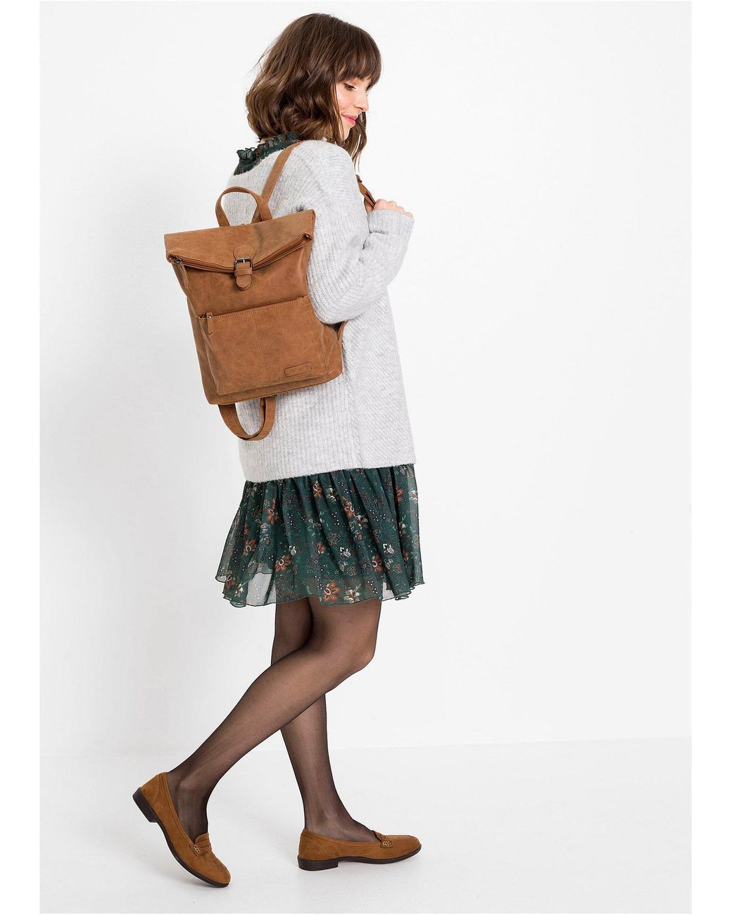 Zaino Con Tasca Esterna E Fibbia di bonprix in Brown