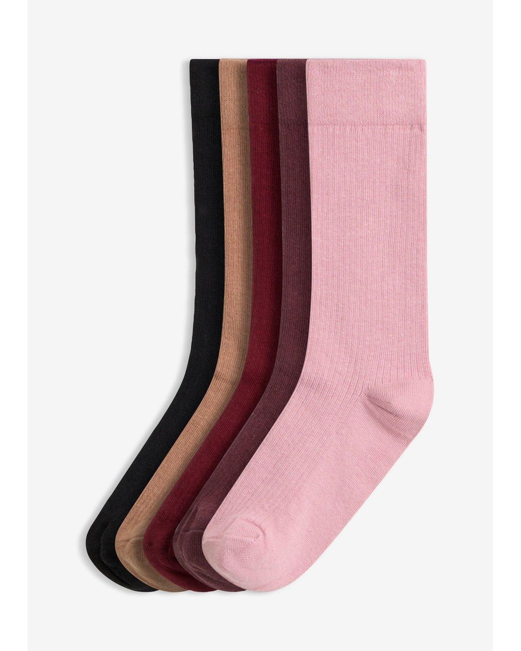 bonprix Geribde Sokken (Set Van 5) in het Pink