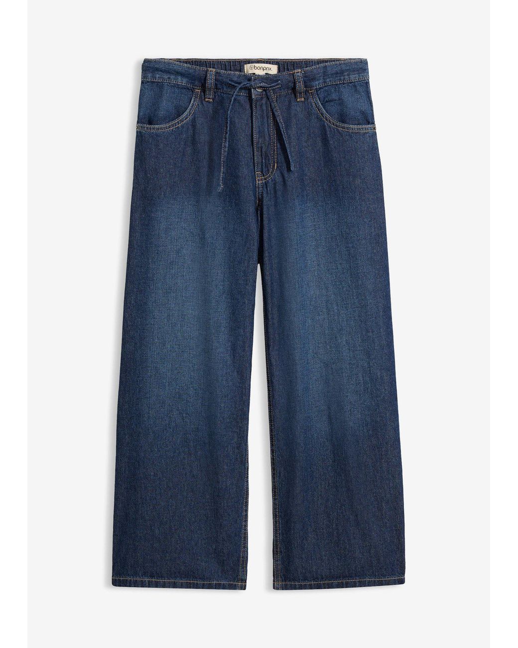 Jeans Wide Leg Cropped di bonprix in Blue