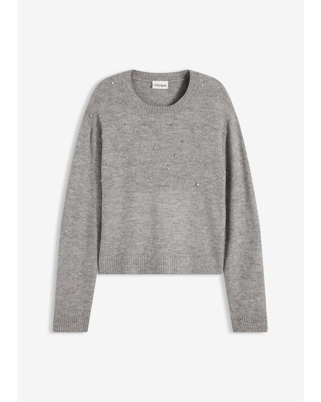 Pull Boxy Orné De Strass bonprix en coloris Gray