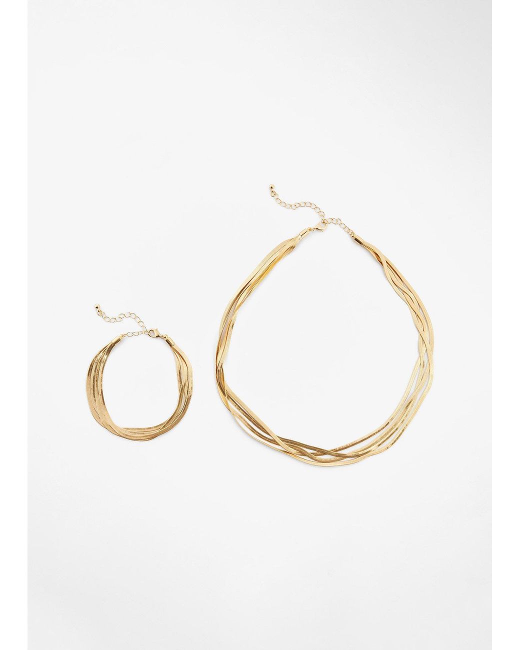 Choker E Bracciale Con Raffinato Intreccio Di Catene A Serpente (Set 2 Pezzi) di bonprix in White
