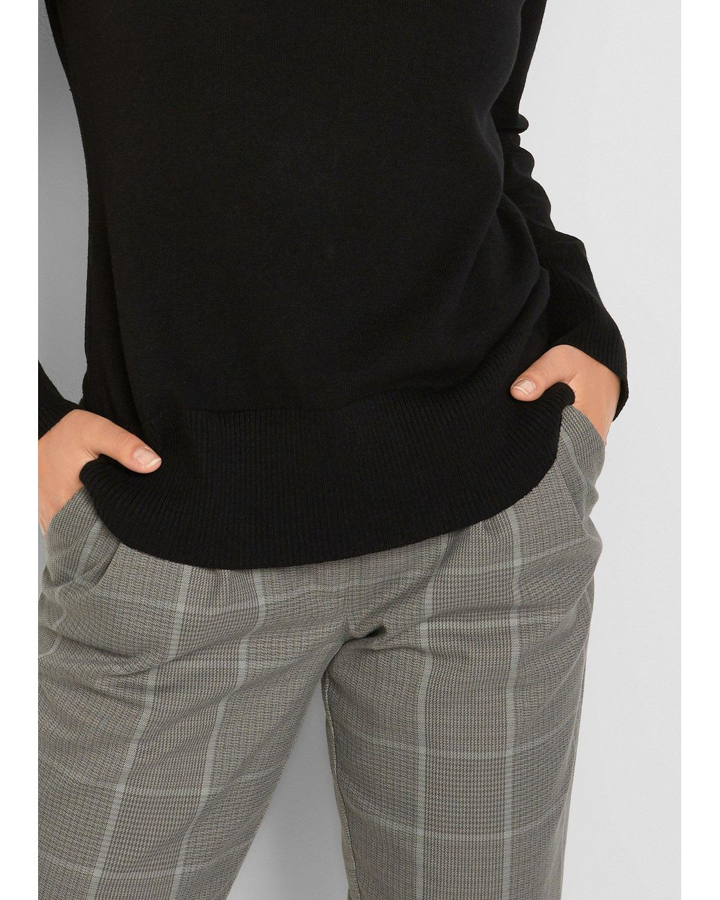 bonprix Black Feinstrickpullover Mit Recycelter Baumwolle