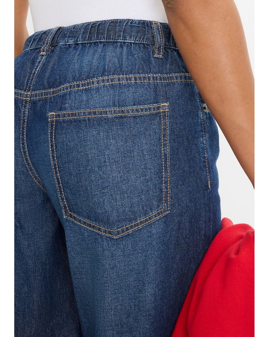 Jeans Wide Leg Cropped di bonprix in Blue