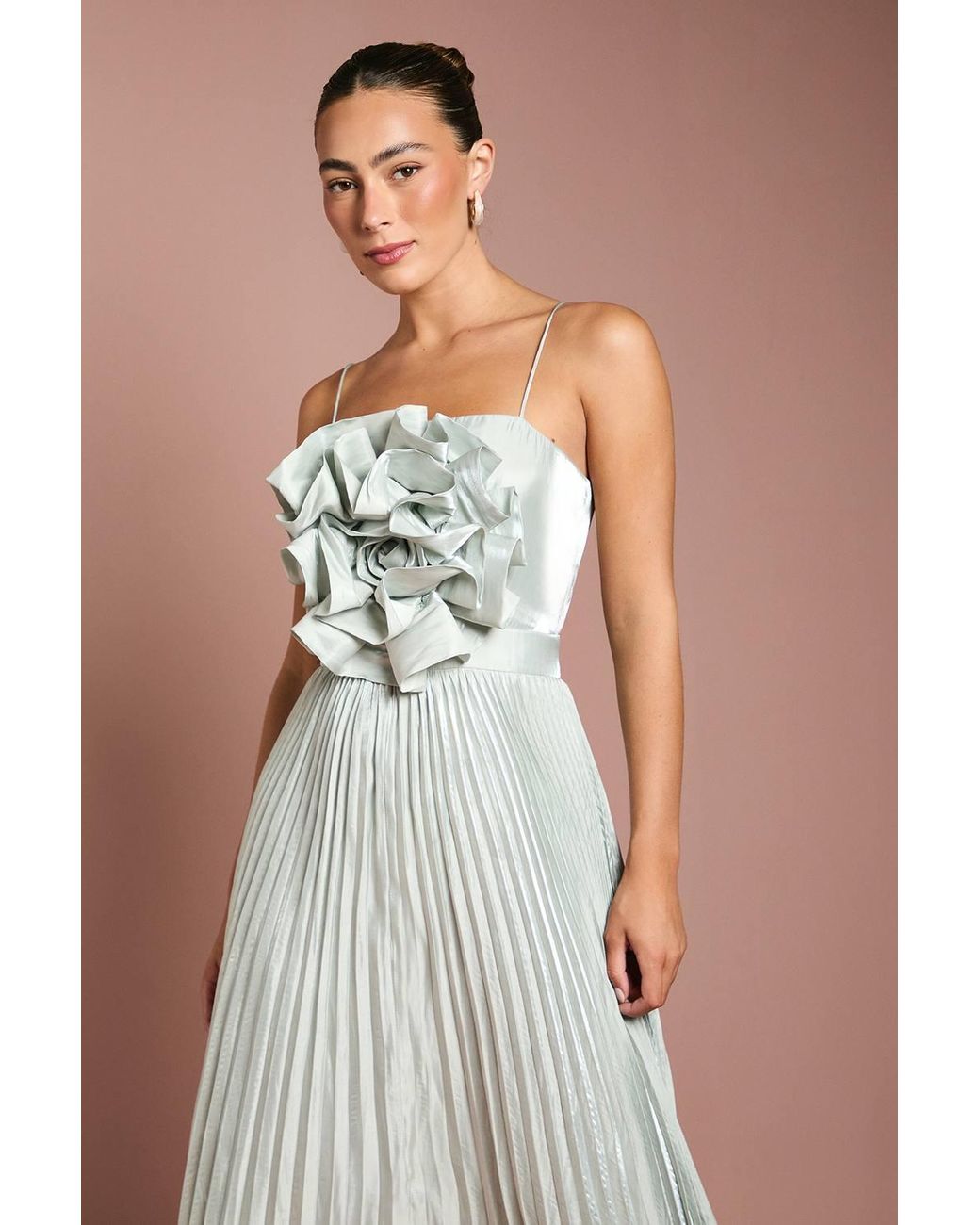 strapless open back dress Pink Strappy Pleated Bonita Maxi Dress main image 1