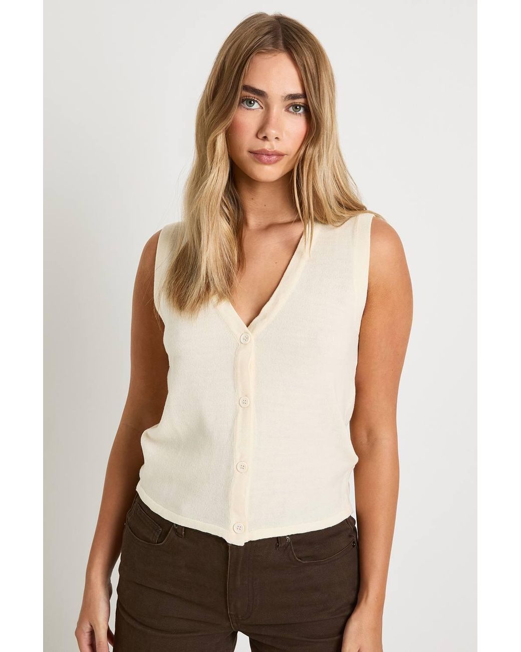 Boohoo White Lightweight Button Through Waistcoat