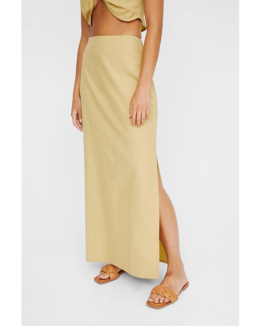 Nasty Gal Metallic Side Split Maxi Skirt