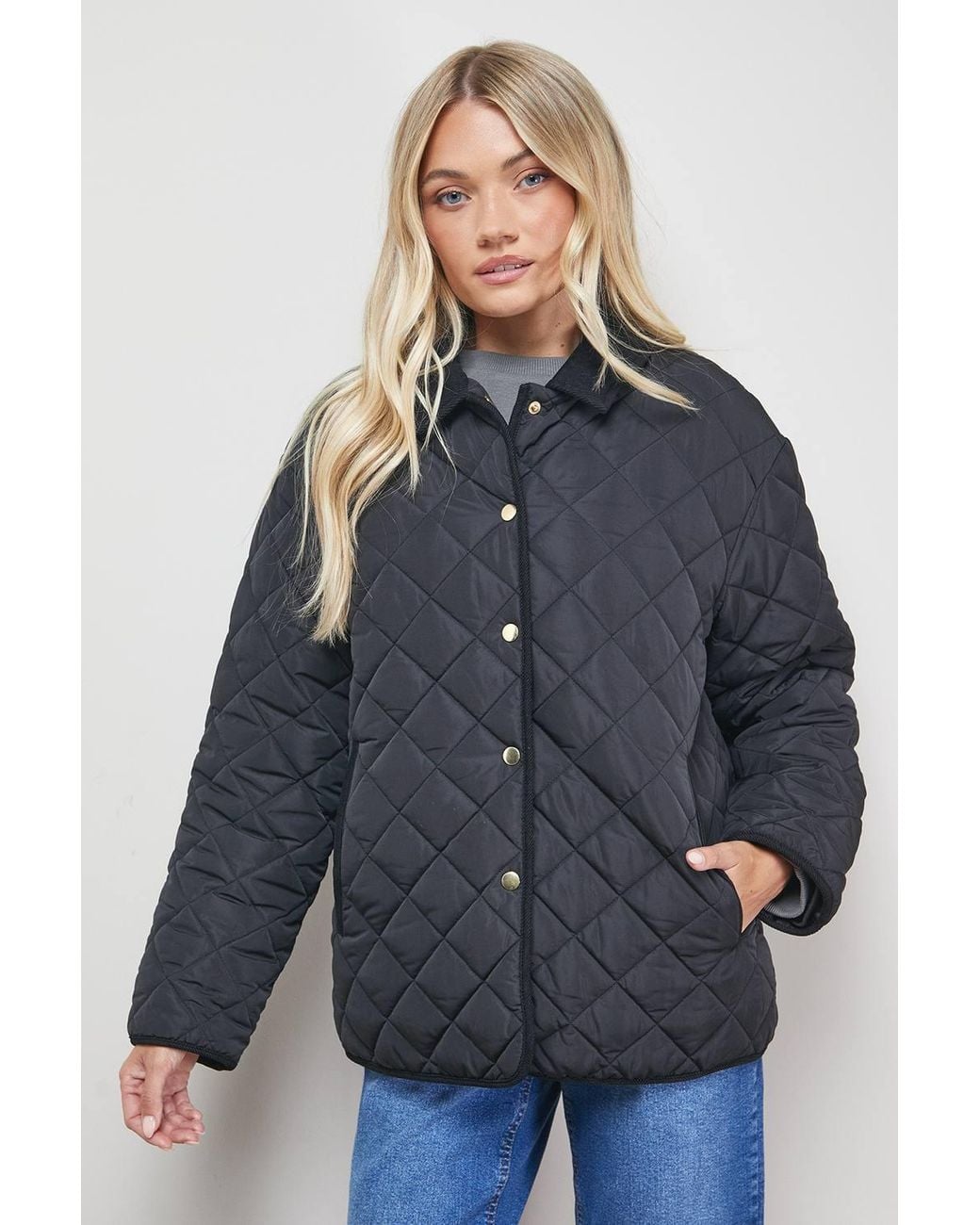 Oasis Blue Padded Cord Collar Jacket