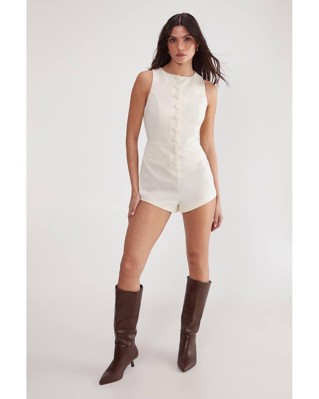 Nasty Gal Gray Essentials Tailored Romper