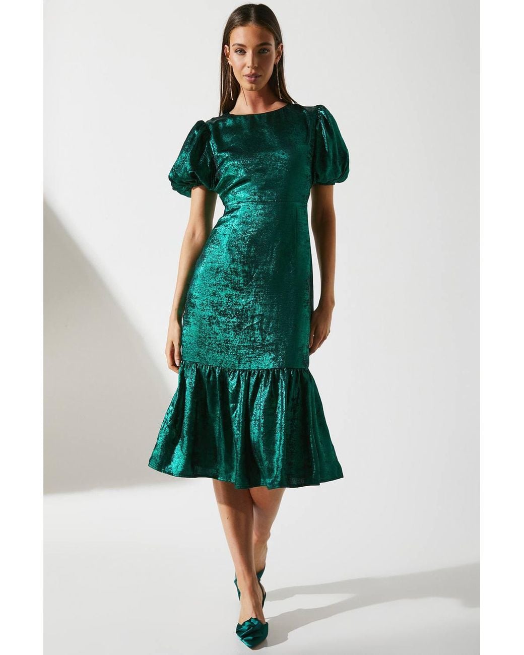 knee length dresses for ladies Tie Strap Fit & Flare High Slit Slip Midi Dress main image 1