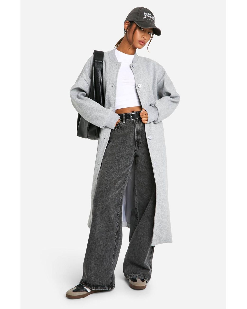 Boohoo White Wool-look bomber jacket