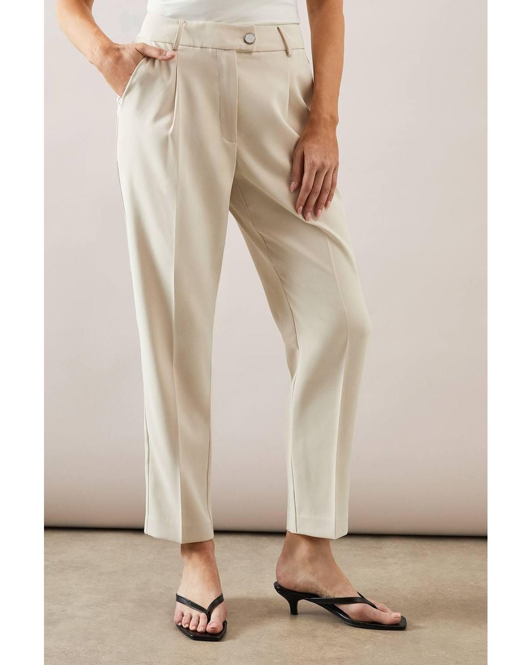 Wallis Natural Tailored Button Tapered Trouser