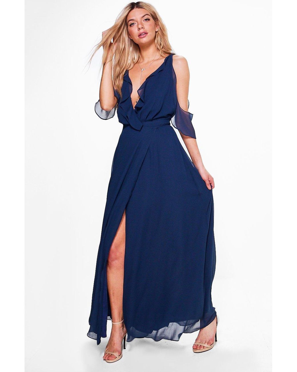 navy blue frill dress