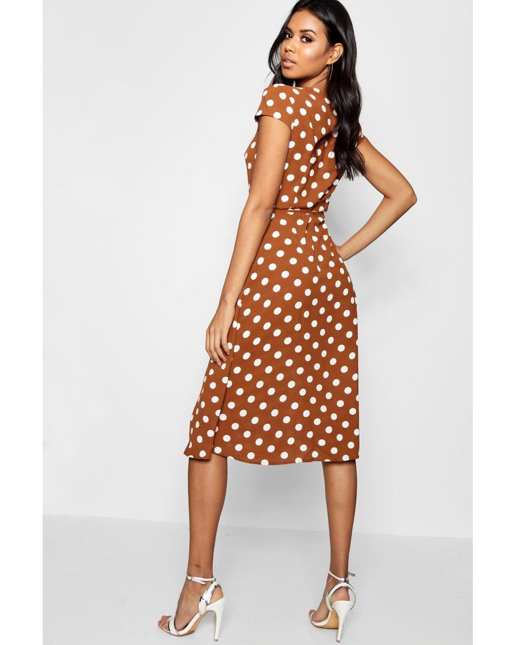 boohoo polka dot wrap dress