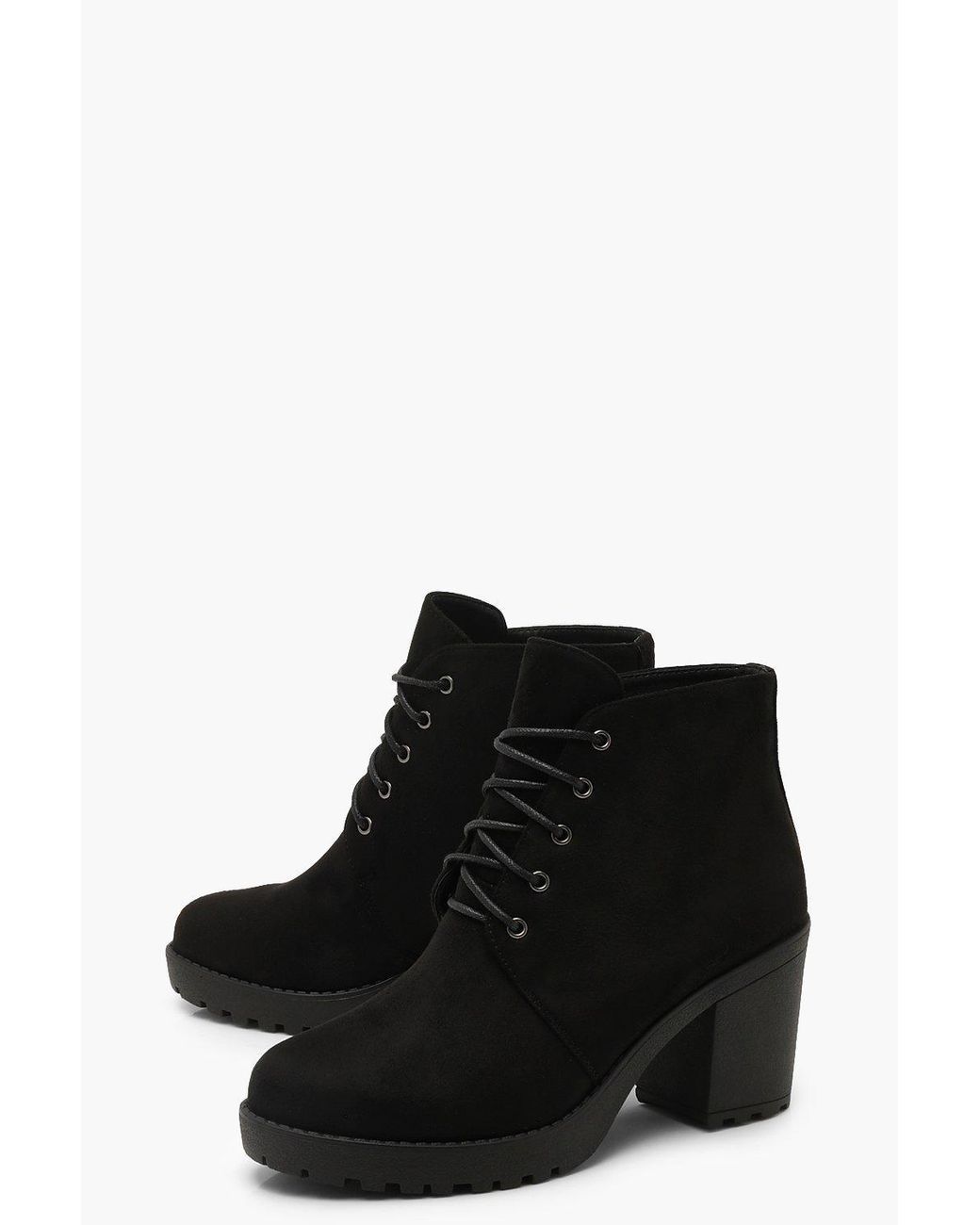 lace up chunky heel hiker boots