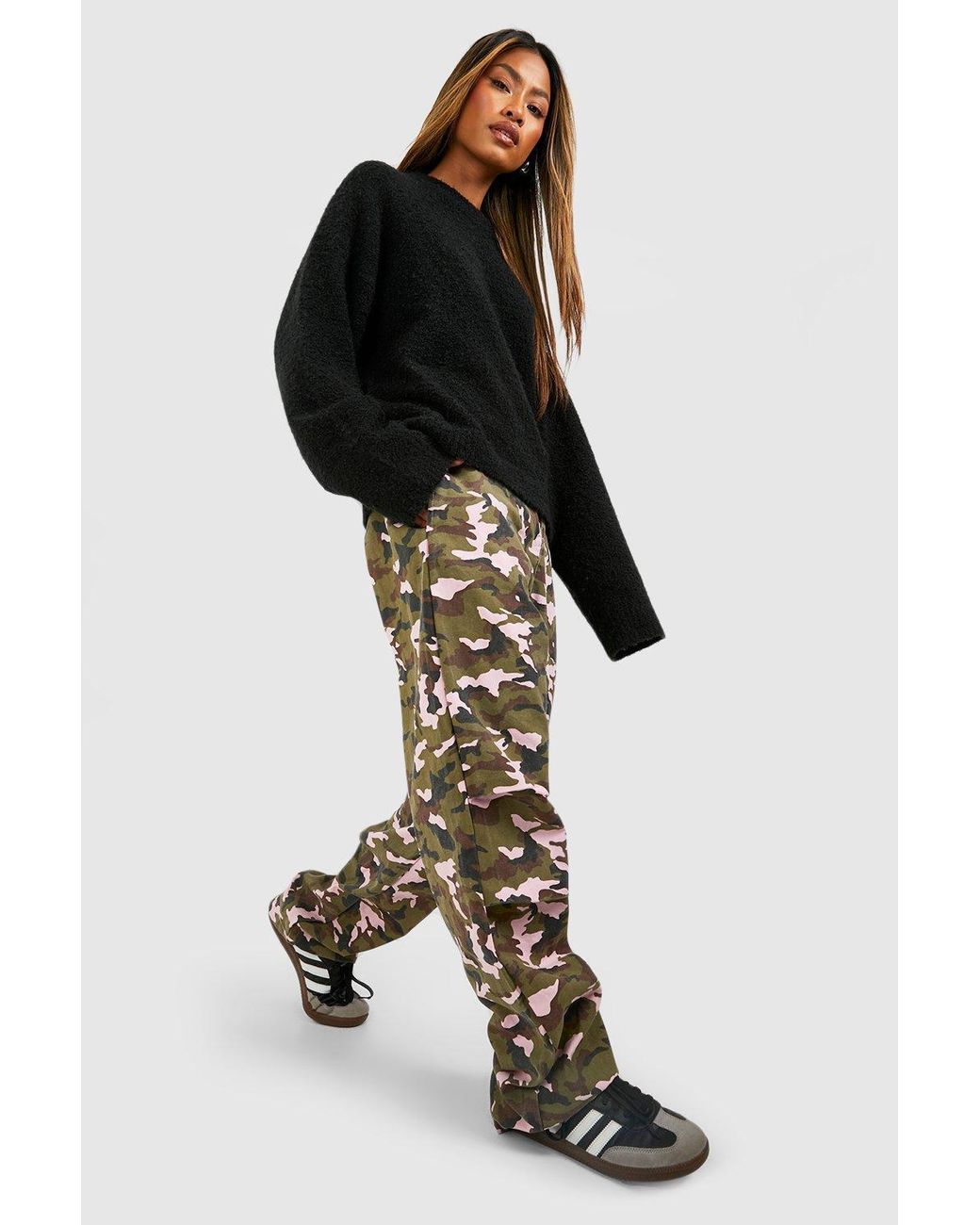 Pockets For Women - Limited Collection Curve Dark Green Camo Cargo Parachute  Trousers, Women's Curve & Plus Size, Limited Collection