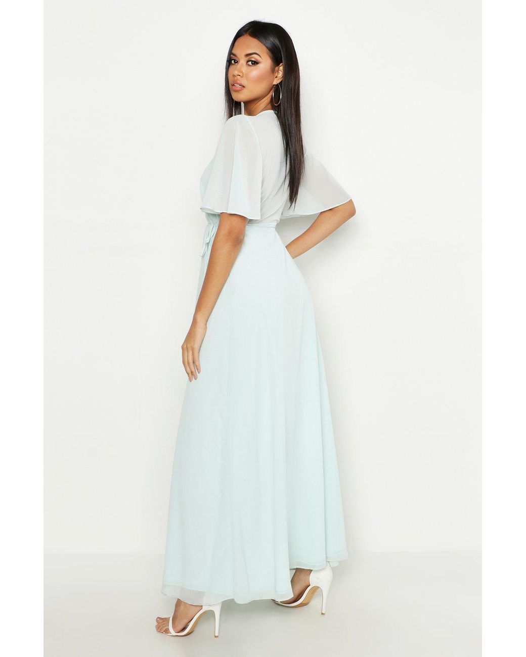 chiffon angel sleeve maxi dress
