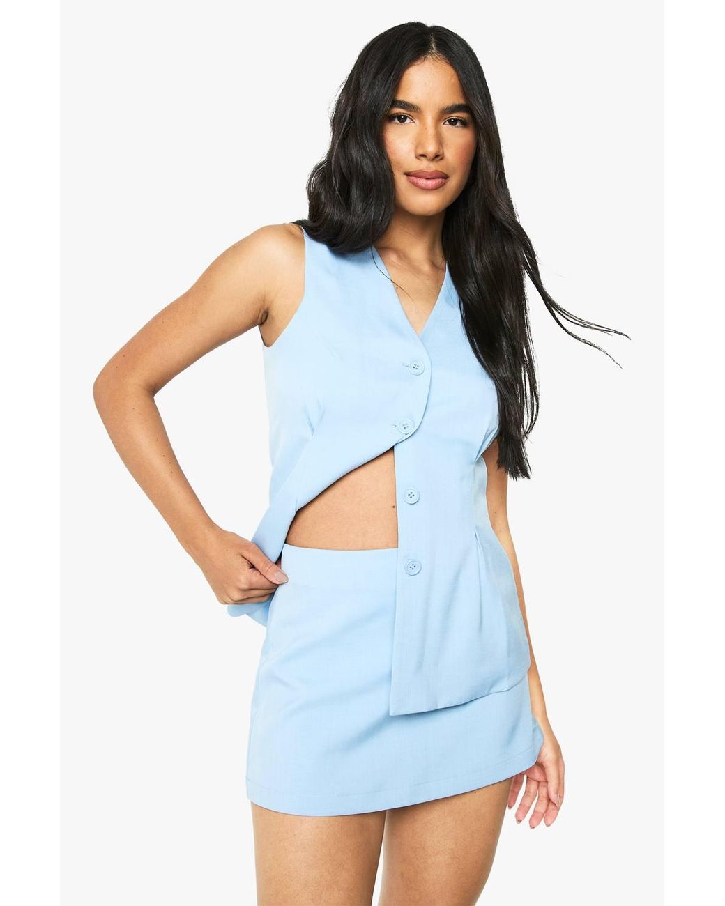Boohoo Blue Tailored Mini Skort