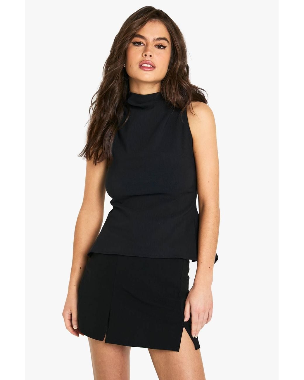 Boohoo Black Bengaline Cinched
