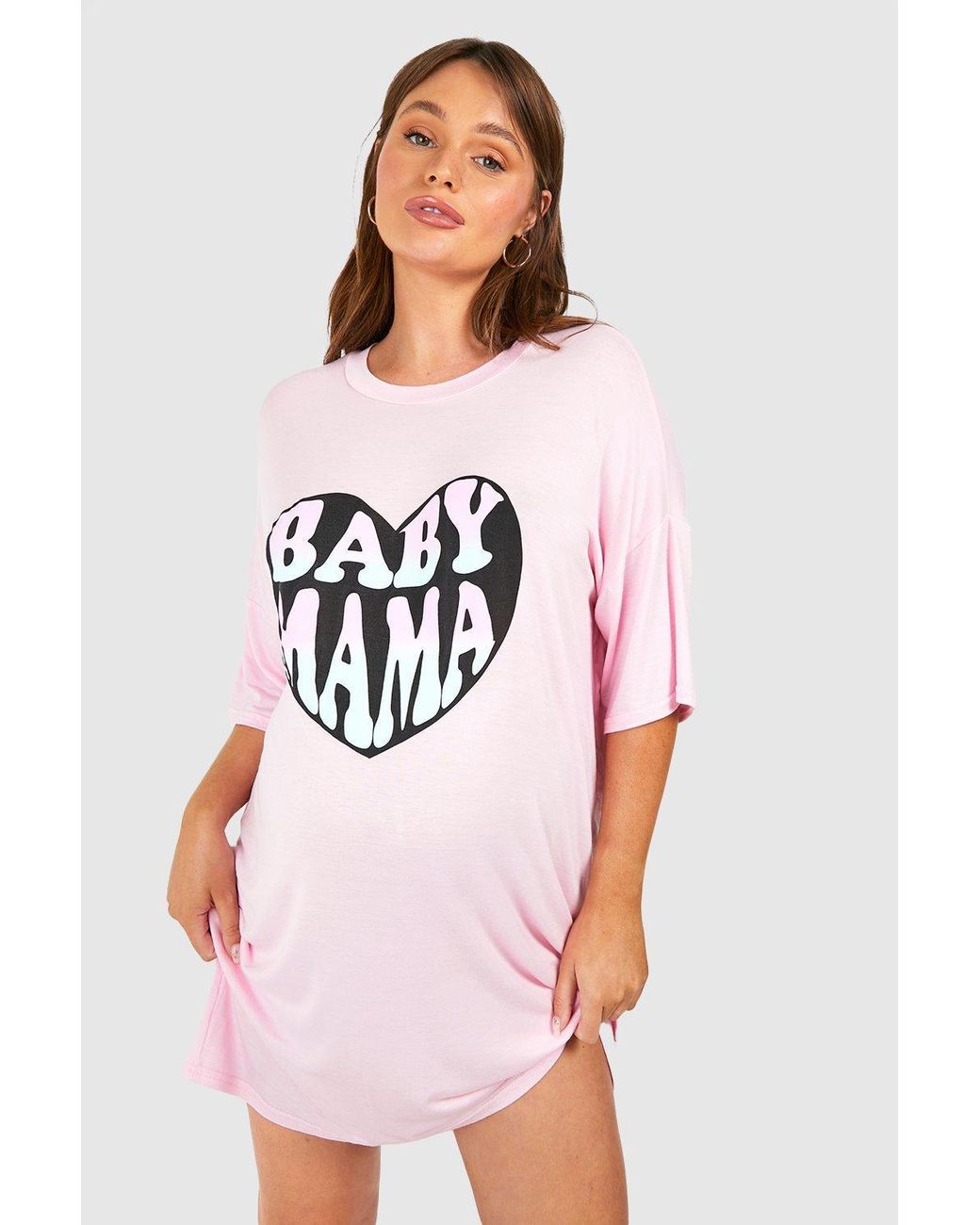 Boohoo Maternity Baby Mama Printed Nightgown in White Lyst