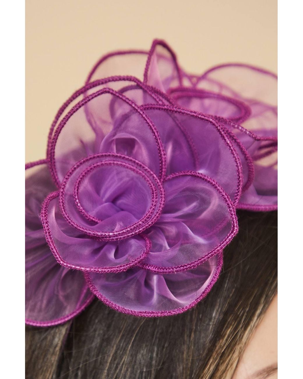 Wallis Purple Organza Loop And Feather Headband