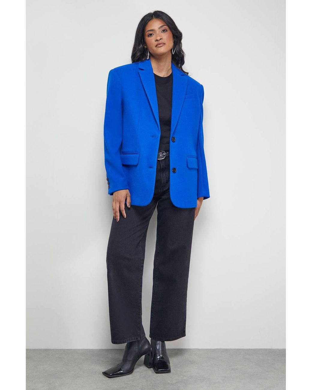 Warehouse Blue Oversized Blazer Coat