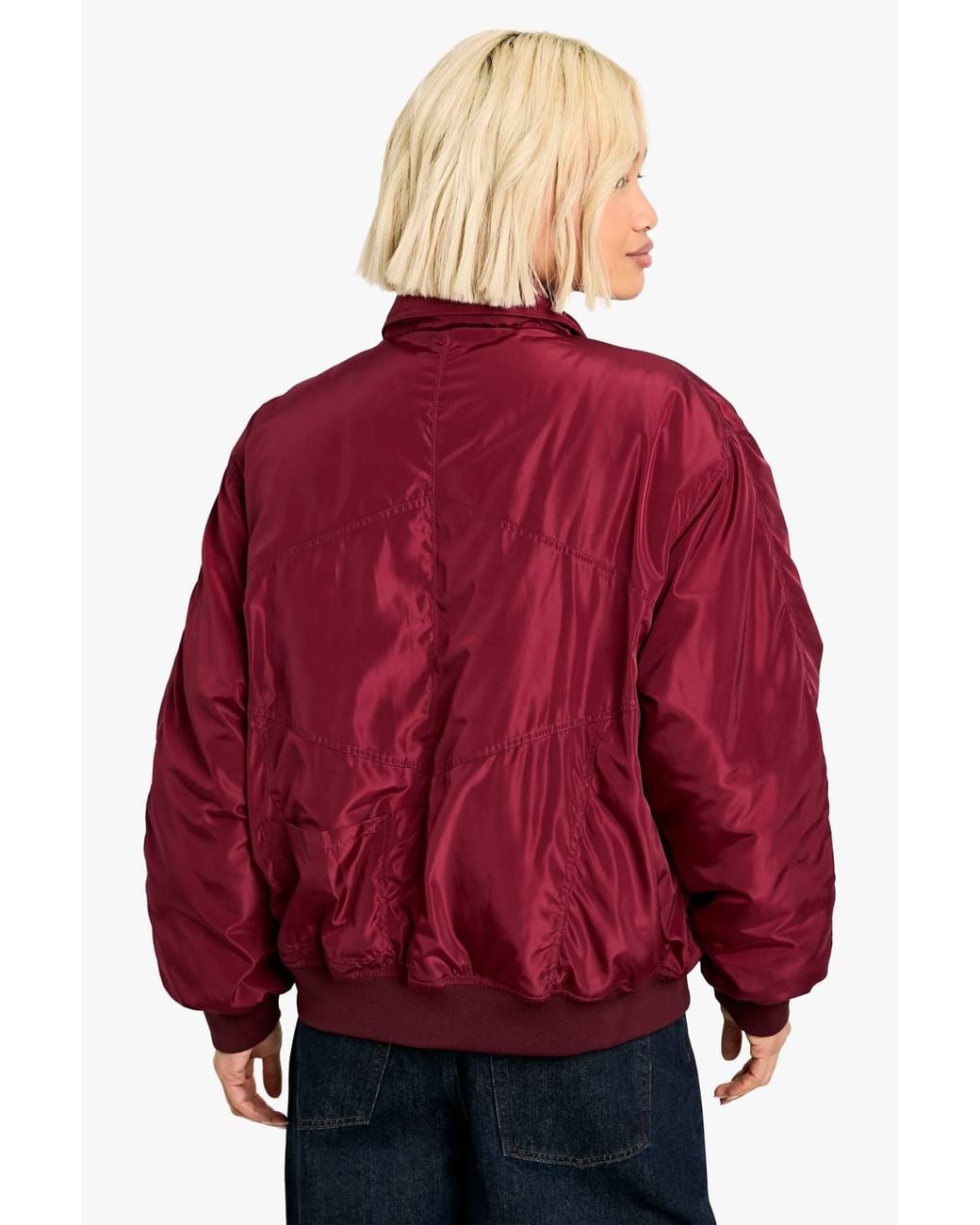 Boohoo Red Oversized Bomber Jacket