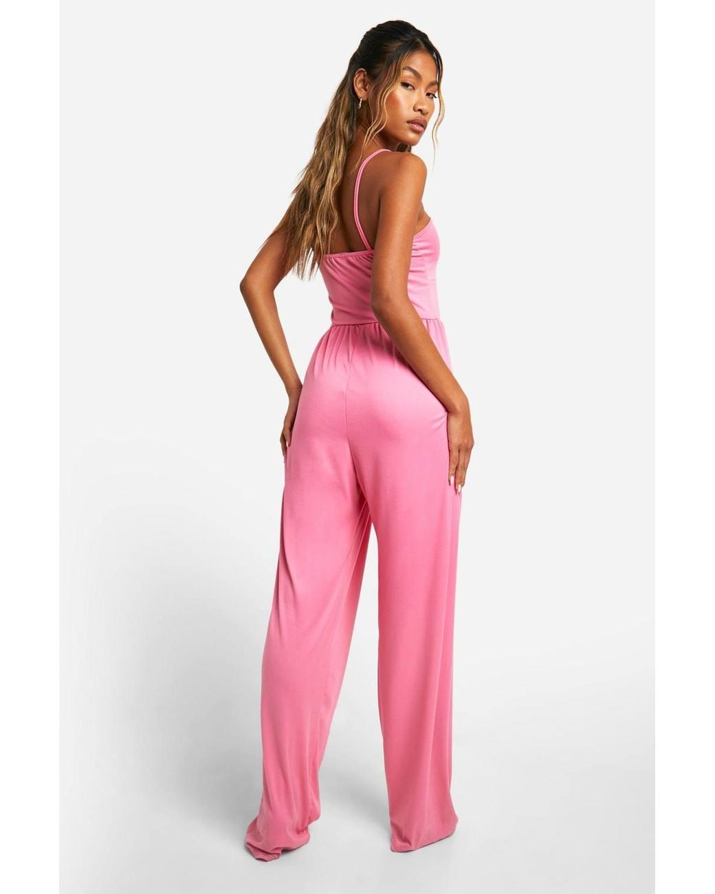 Boohoo Red Supersoft Basic Wide Leg Jumpsuit