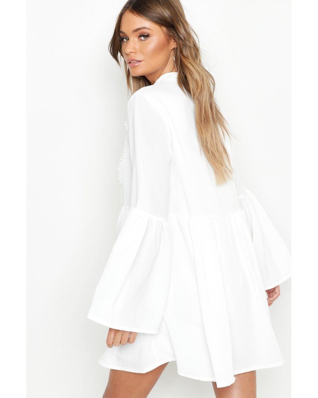 Boohoo Boho Crochet Detail Wide Sleeve 