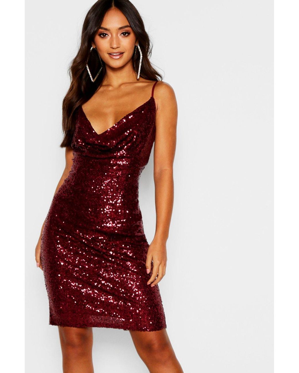boohoo red sequin dress