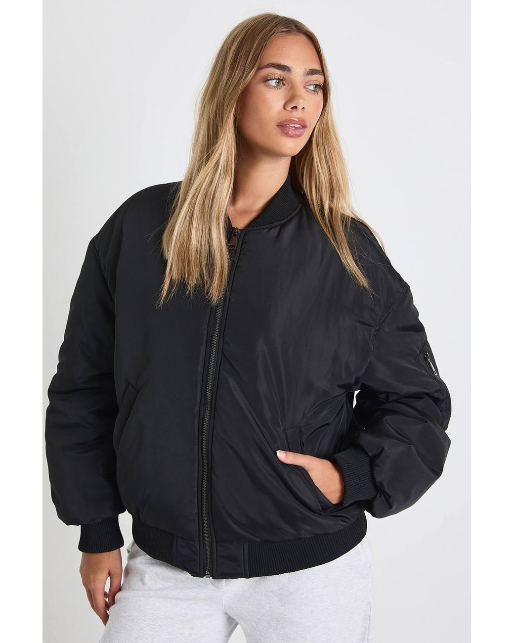 Boohoo Black Oversized Bomber Jacket