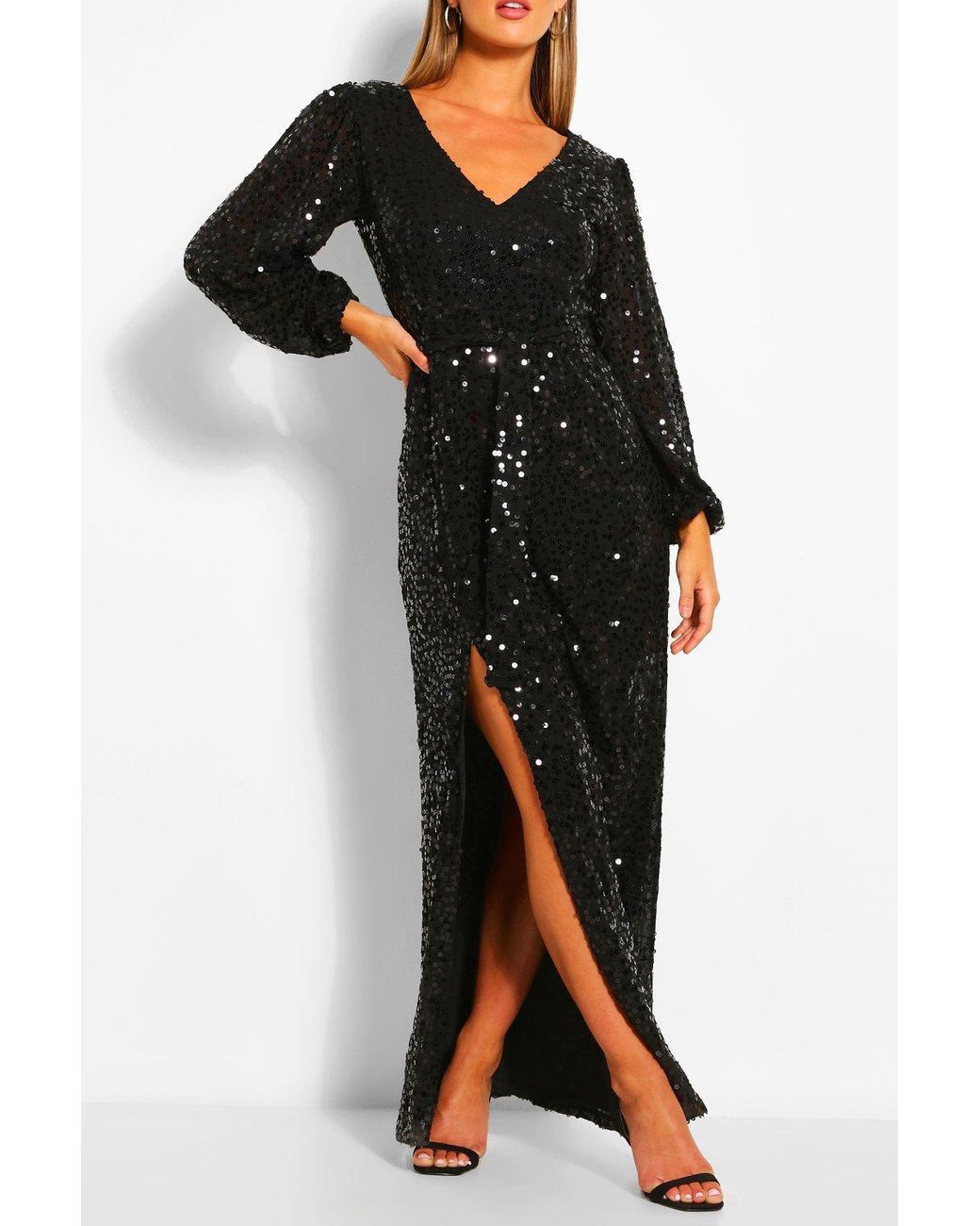 sequin plunge maxi dress