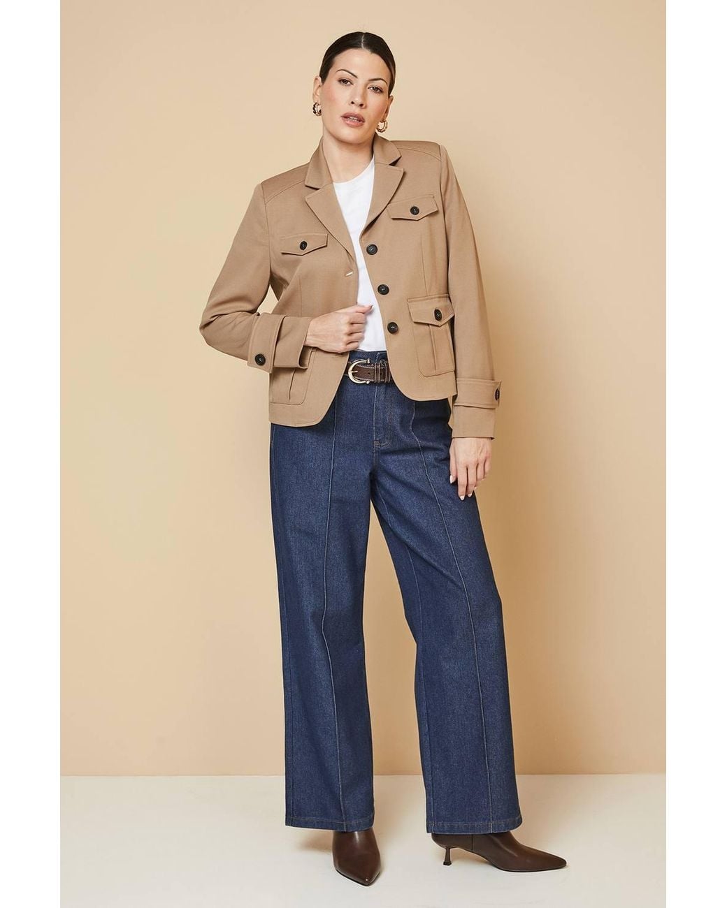 Wallis Natural Four Pocket Short Utility Jacket