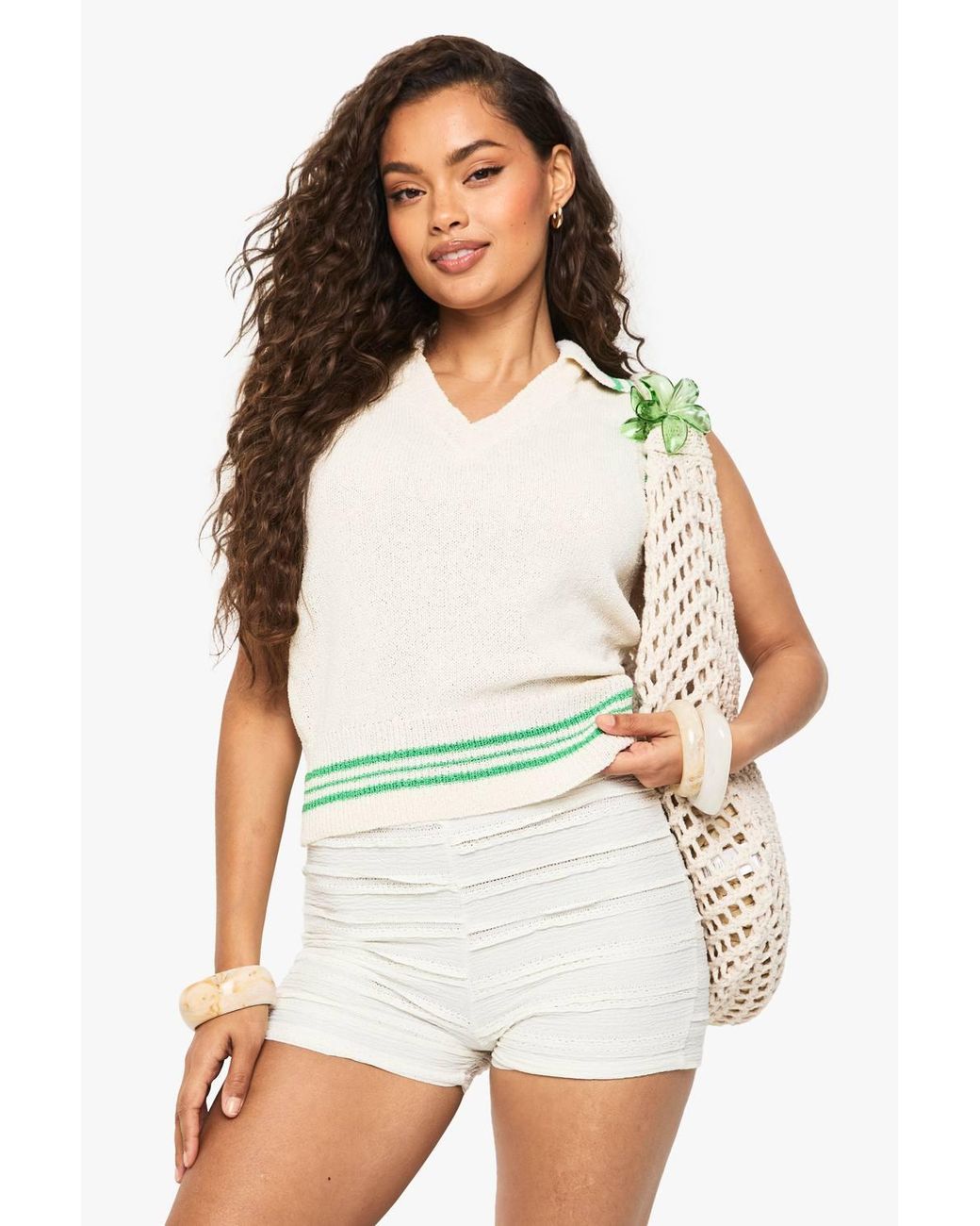 Boohoo White Collared Knitted Vest