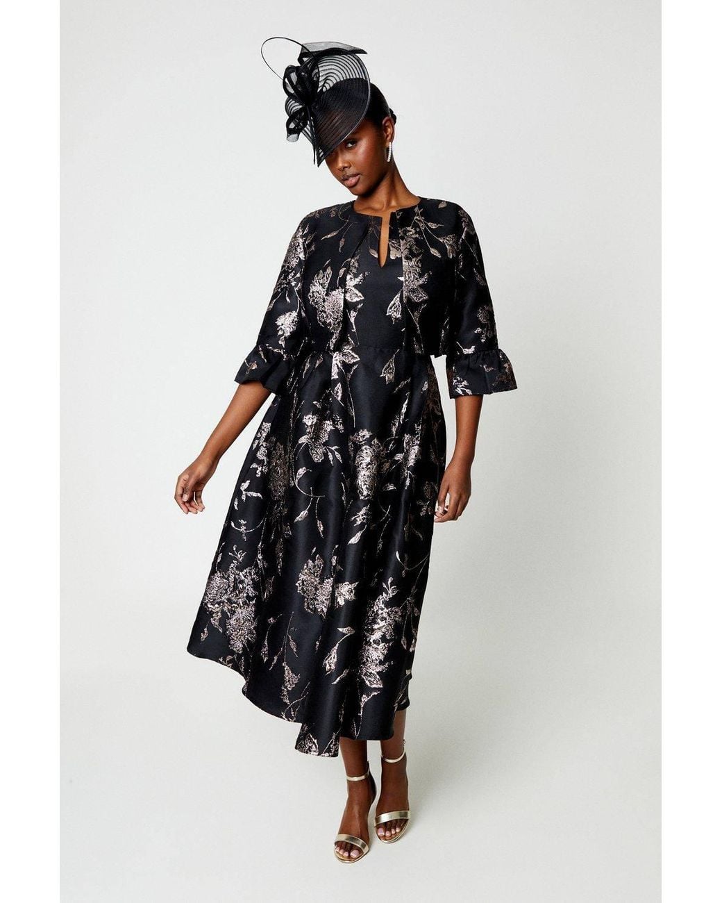 Coast Black Jacquard Jacket With Flare Cuff