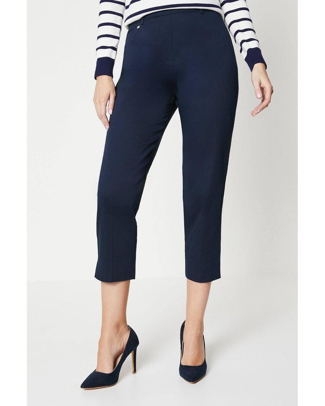 Wallis Blue Side Zip Stretch Crop Pants