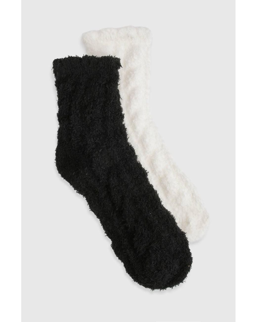 Boohoo Black Fluffy Cable Knit Socks 2 Pack