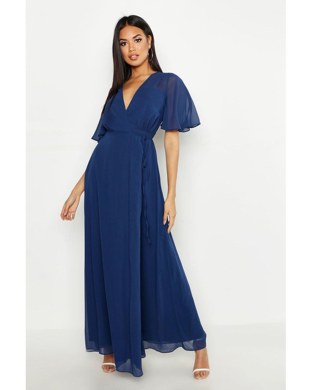 angel sleeve wrap dress