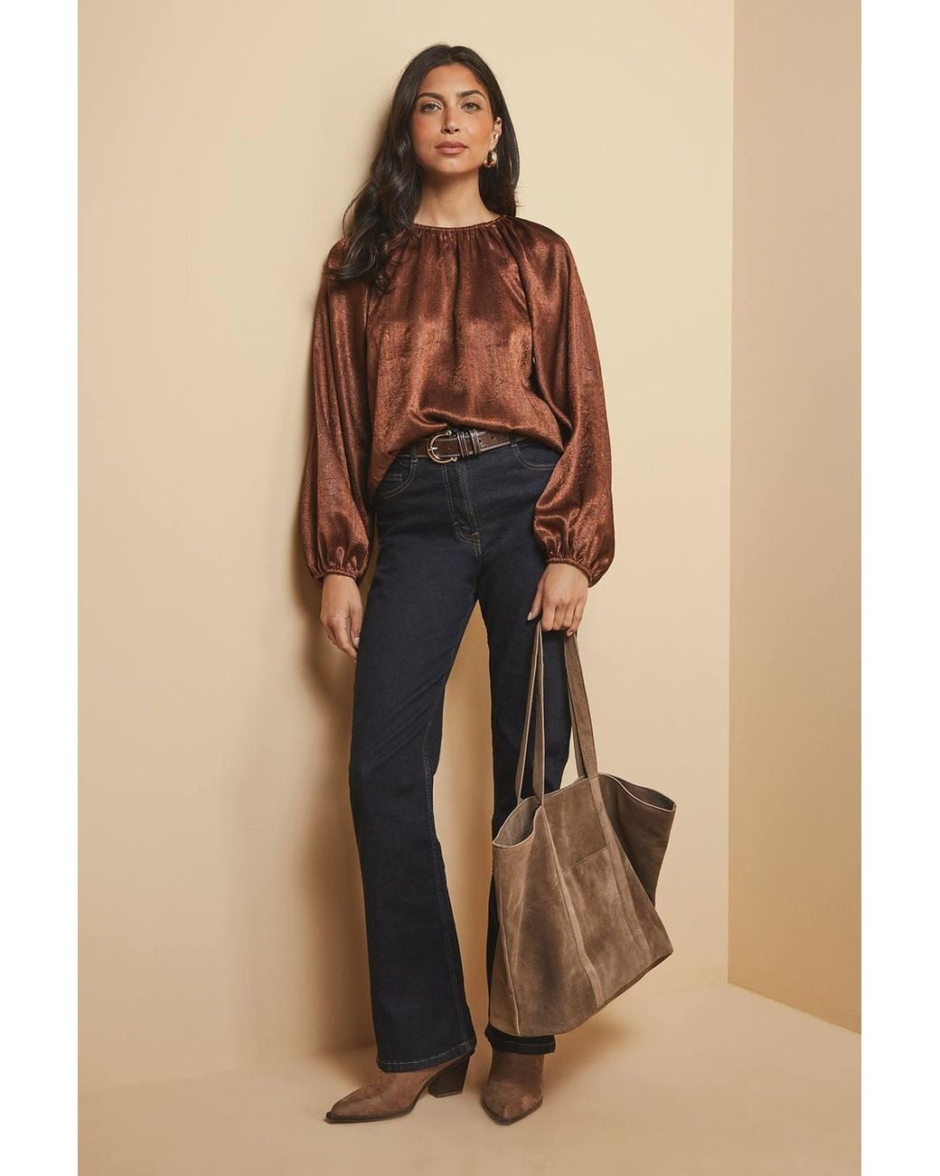 Wallis Natural Shimmer Satin Blouse