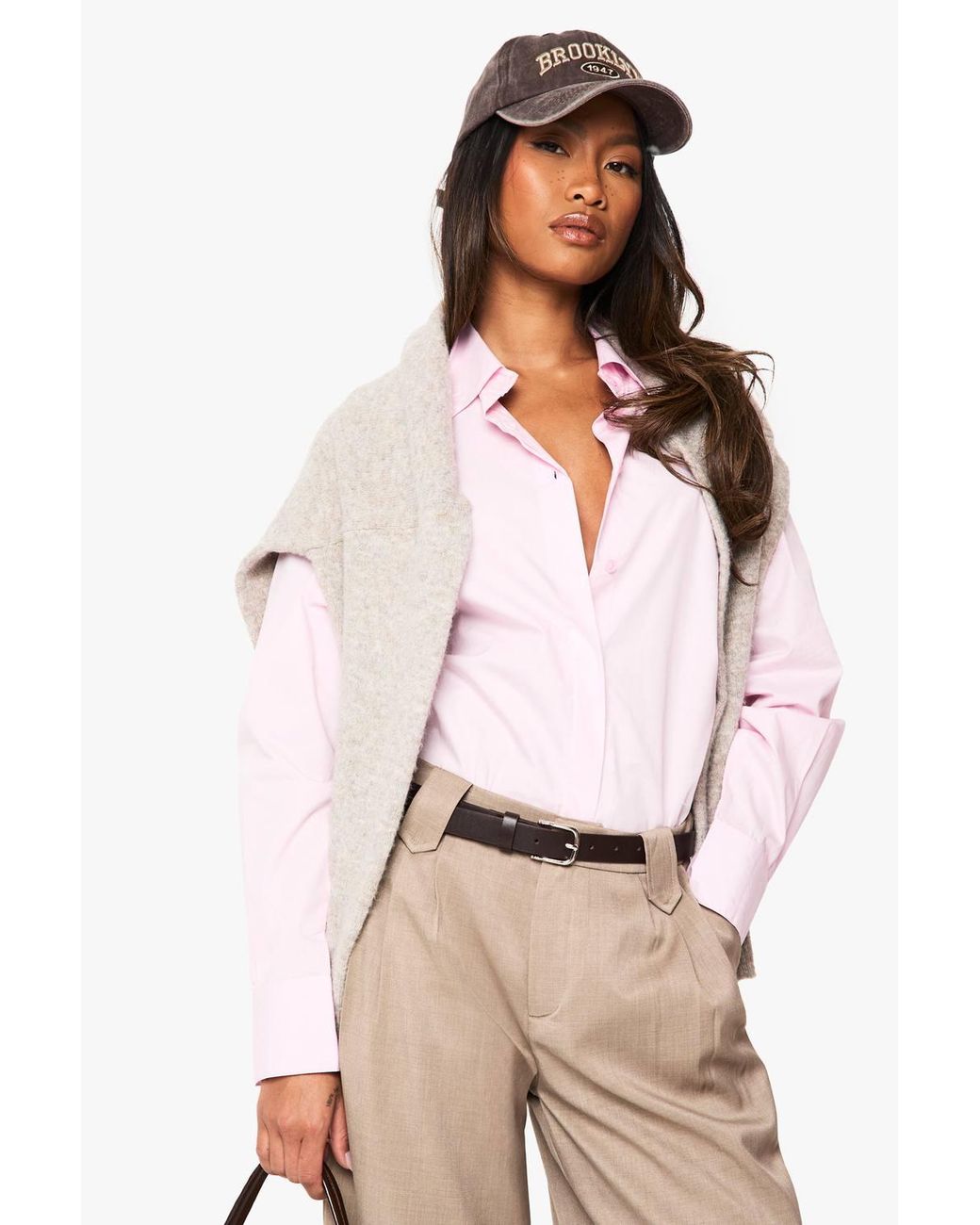 Boohoo Natural Basic Cotton Shirt