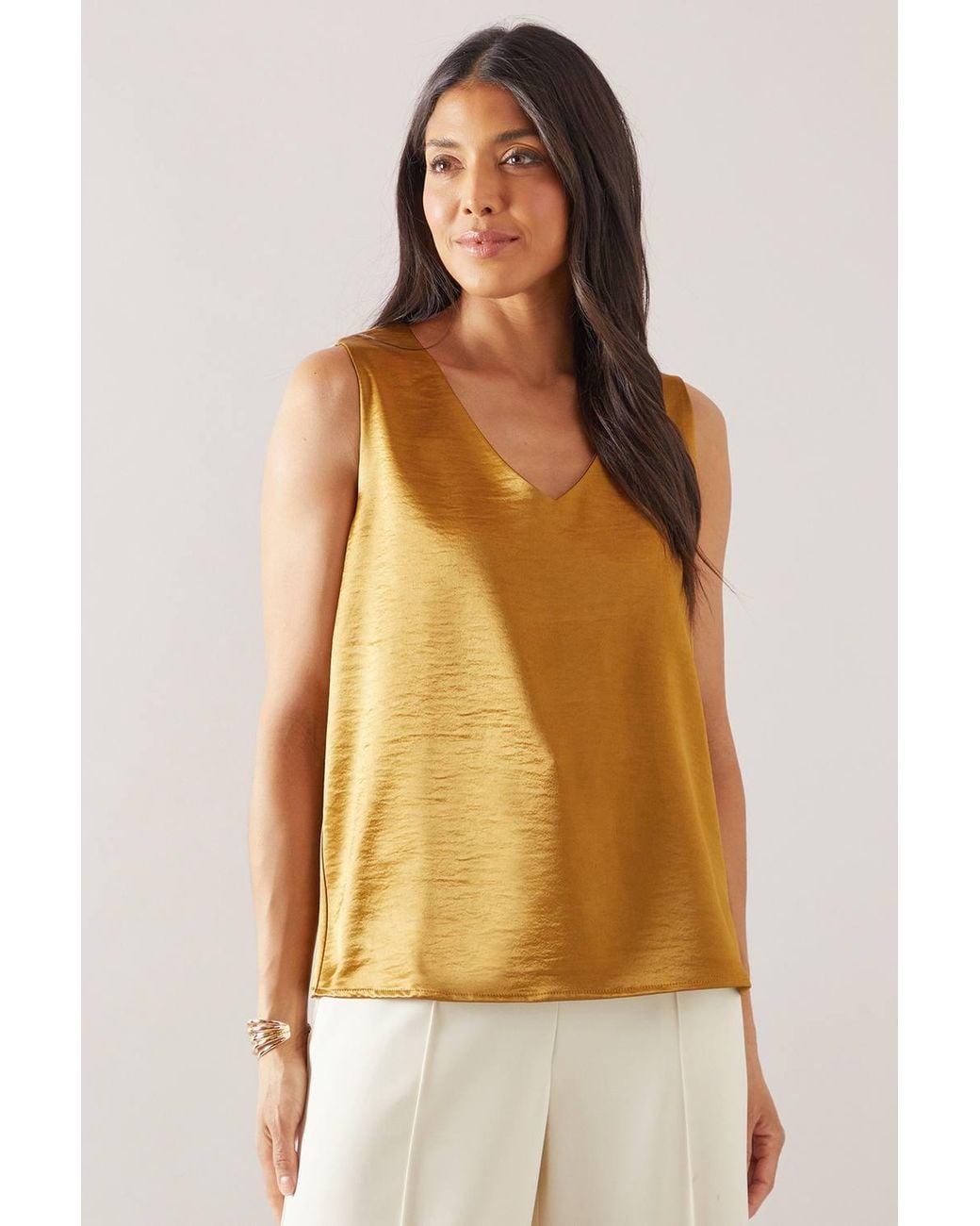 Wallis Yellow Satin Cami Top