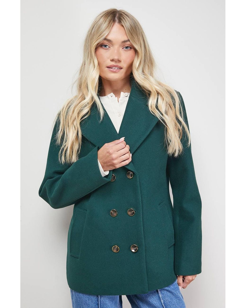 Oasis Blue Double Breasted Blazer Coat