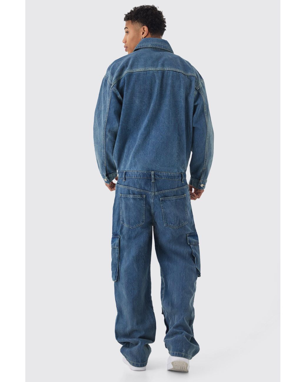 Boohoo Oversized Denim Boilersuit in Blue Lyst