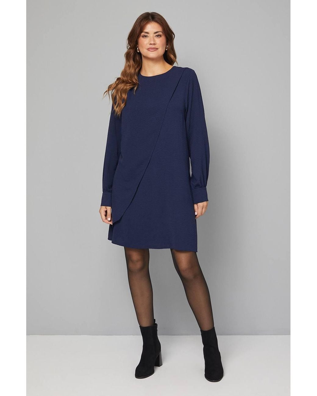 Wallis Blue Woven Drape Shift Dress
