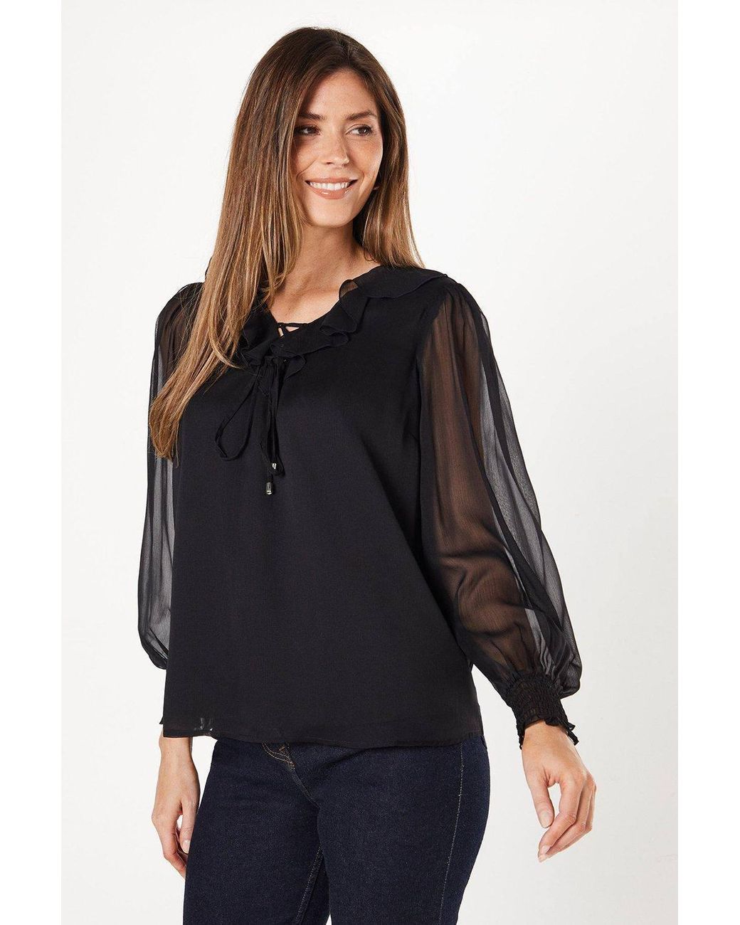 Wallis Blue Ruffle Tie Up Top