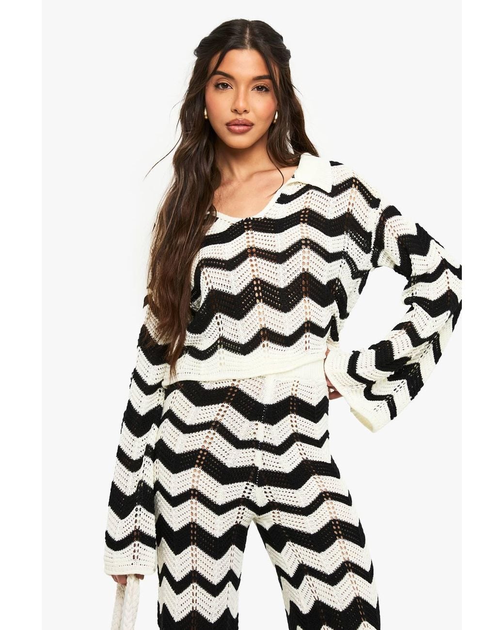 Boohoo White Crochet Patterned Top