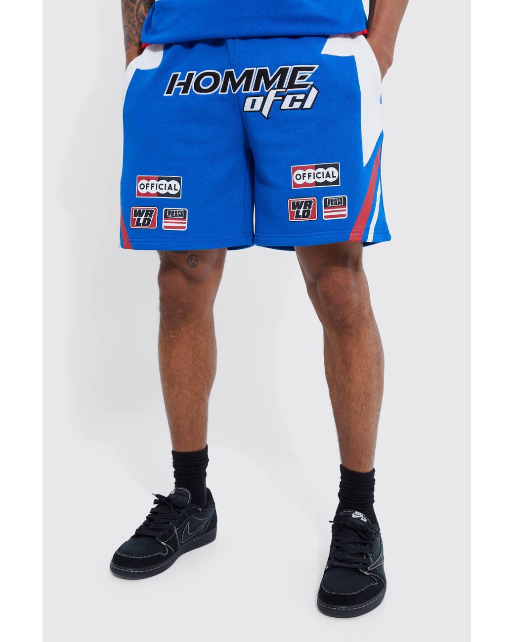 Boohoo Basket Ball Fit Colour Block Moto Short in Blue for Men | Lyst